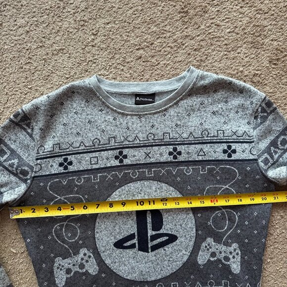 Playstation Sweater Mens Small Crewneck Long Sleeve Grey Pullover Fair Isle - Picture 6 of 10